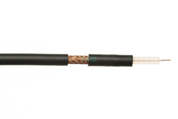 Кабель коаксиальный RG-59 B/U MIL17 экран 112%, черный, 100 м